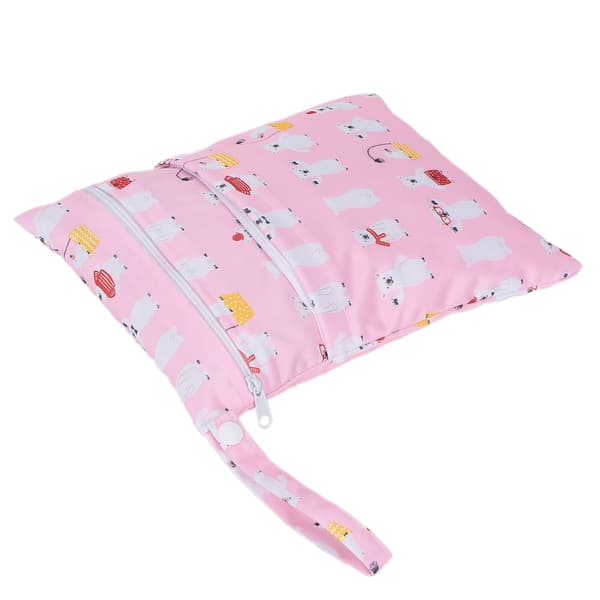 Dobbelt lynlås våd tør blepose sødt mønster rejse bærbar ble opbevaringspose #4