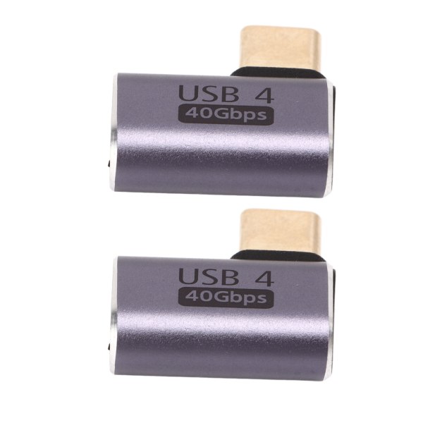 2 kpl Type C uros-naaras oikea kulmaliitin 40 Gbps 90 asteen USB C -sovitin lähetyksen lataamiseen