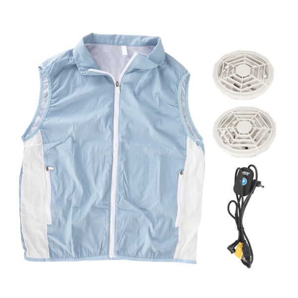 Kylväst Andas Mesh Borstlös Motor 3 Mode Ärmlös Säker Light Cooling Jacka för Cykling Fiske Camping XL