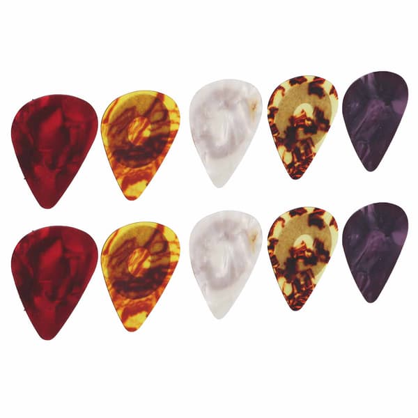 10 st Gitarrplektrum Halkfria Färgglada Celluloid Bärbara Instrument Tillbehör Set Kit