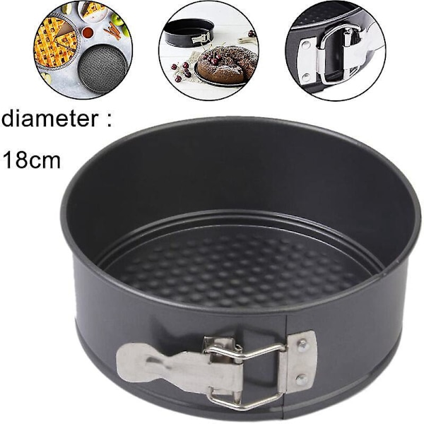 Non-stick Springformform, Läcksäker Platt Botten Kakform, för 1/2 Receptportion, Rund, Läcksäker, Non-stick Belagd Form - Svart, 18cm Diameter