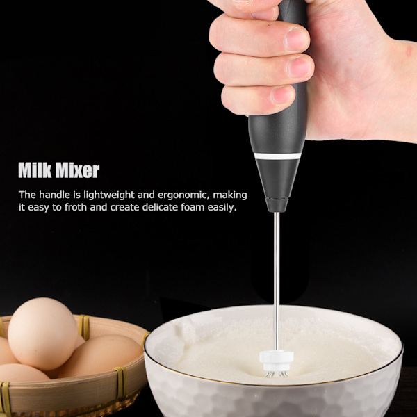 USB oppladbar elektrisk melkeskummer håndholdt kaffemikser eggvisper (svart, 1 stk)