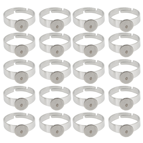 20 STK Blank Ring 8mm Justerbar Rustfrit Stål DIY Flad Ringbase til DIY Ringe DIY Smykker