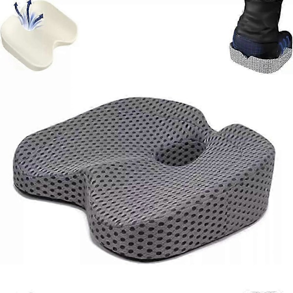 Memory Foam -istuintyyny, häntäluun tuki, ortopedinen tyyny, toimisto, koti, tuolin pehmuste - CNJR harmaa