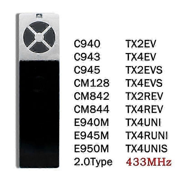 433.92MHz Garasjeport Fjernkontroll TX2EV TX2REV TX4UNI TX4RUNI TX4UNIS TX4UNIF C940 C943 C945 CM128 CM842