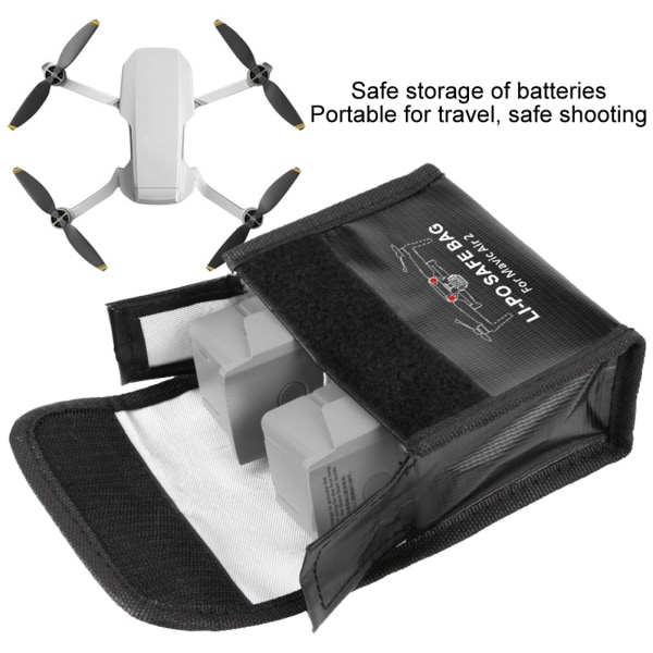Drone väska Explosionssäker brandsäker förvaring Skyddsfodral Case för DJI Mavic Air 2 (2 batterifack)