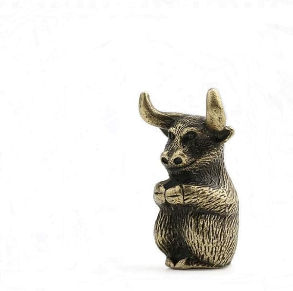 Antik messing ko-statuette, røgelsesholder, brænder, ornamenter, meditationsstatuette, rolig statuette, samlerobjekt
