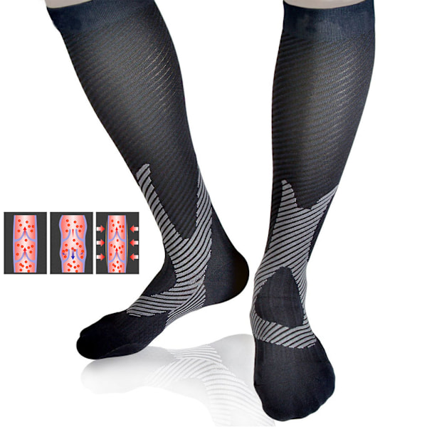 Kompressionsstrumpor Anti Fatigue Smärtlindring Knähöga strumpor för utomhussport L/XL