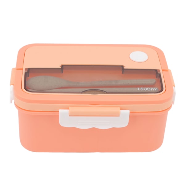 1500ml Lunch Box Heat Resistant Plastic Bento Box Portable Lunch Containers with Chopsticks Spoon for Students Pink