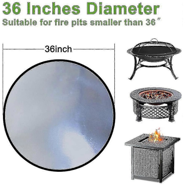 Bålpanne Matte 91 cm Rund - Brannsikker Matte for Utendørs Gulv Plen Terrassebeskyttelse