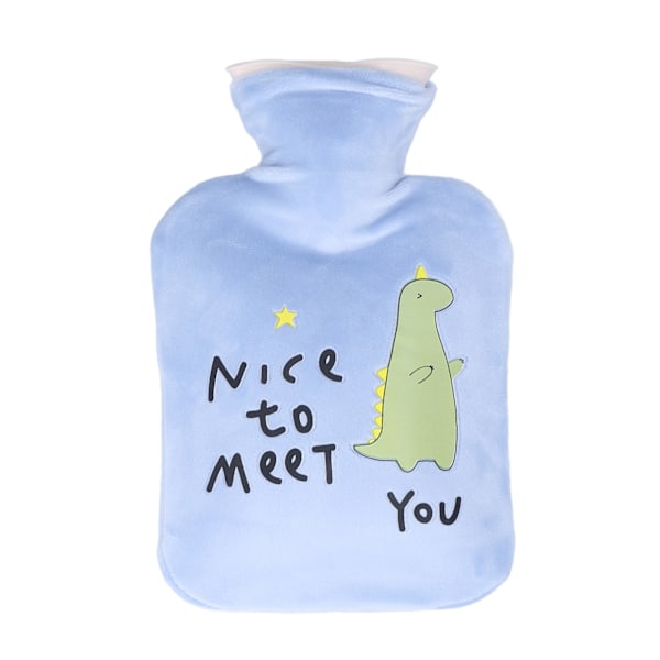 500ml Hot Water Bottle Dinosaur Cartoon Thickened Leak Proof Warm Hot Water Bag for The Treatment of Muscle SorenessBlue