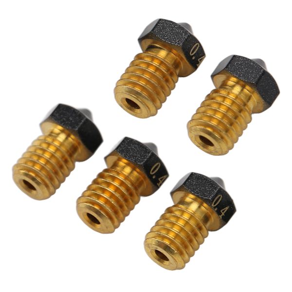 5 st 3D-skrivarmunstycke 0,4 mm mässing PTFE-beläggning extruder varm ände munstycke för 1,75 mm filament 3D-skrivarmunstycke