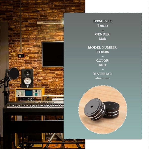 4 kpl 40x20 mm alumiinisia HIFI-vahvistimen kaiuttimien eristysjalkoja (musta)