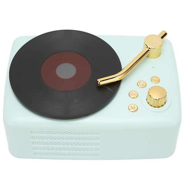 Bluetooth-högtalare Stereo USB-laddning Retro skivspelare Design Bärbar Mini Trådlös Högtalare för Hemfest Resa Blue