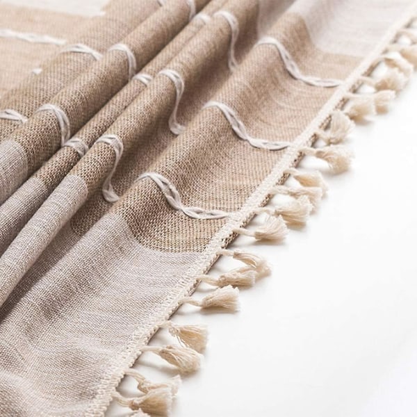 Beige linne rektangulär vintage duk - 140x180cm