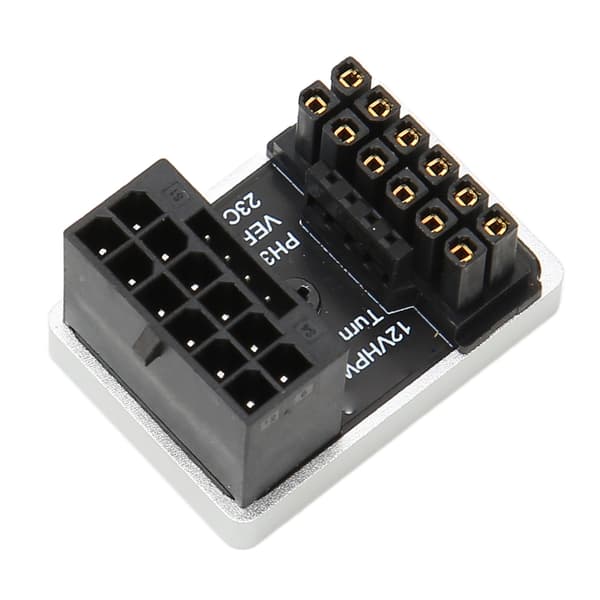 GPU PCIe-stik 600W 12V HPWR 16P til 16P han til hun 180 grader GPU-strømadapterkort til stationær computer PH316 Sølv