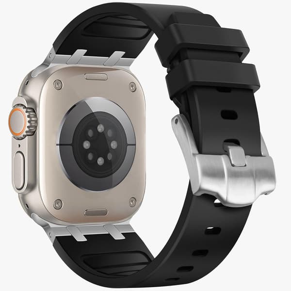 Compatible with Apple Watch Ultra Strap 38mm 40mm 41mm, Liquid Silicone Strap with Stainless Maple Adapters Designed for Apple Watch