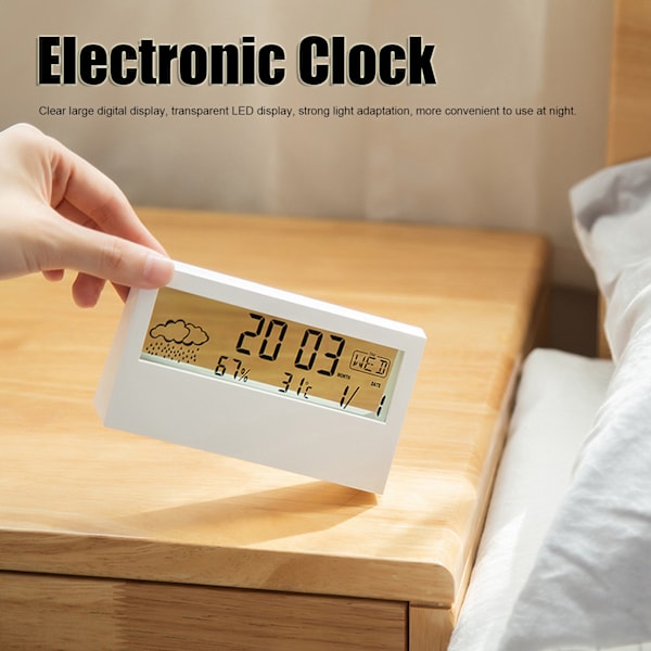 Multifunktion elektronisk väckarklocka med temperatur-fuktighetsdisplay Digital klocka för hemmet