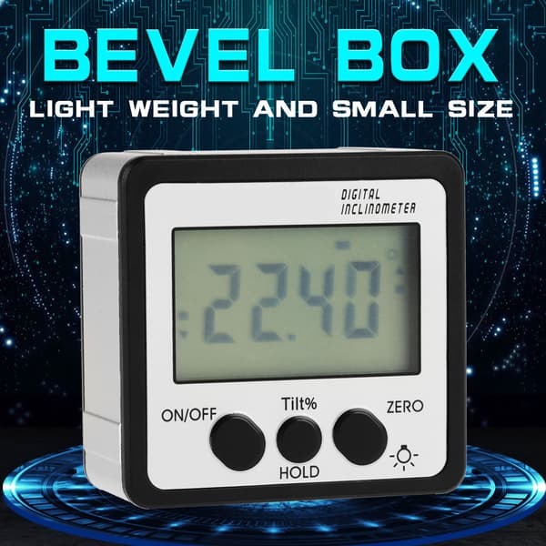 Digital magnetisk inklinometer vinkelmåler gradskive 4 x 90° (sølv)