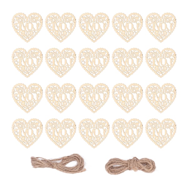 20 st trä hjärtan utsökt vintage giftfri allergivänlig hållbar bred applikation trä taggar för DIY dekoration