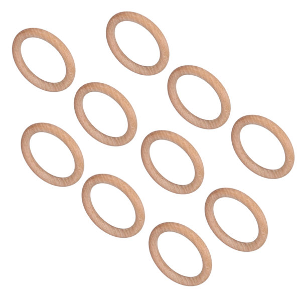 10 stk. Ubehandlede tre ringer i tre for håndverk, smykker og babytenner 4 cm