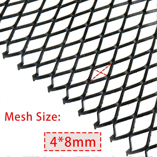 100X33CM Bil Grill Mesh Ark, Sortmalet Aluminium Legering Gitter