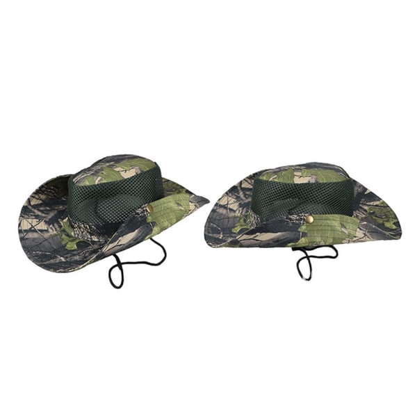 Boonie Hat Mesh Blad Mönster Kamouflage Andningsbar Cap Khaki