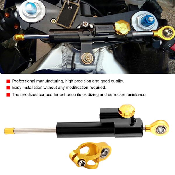 Universal Motorcykel Styrstång Aluminiumlegering Styrdämpare Stabilisator Säkerhetskontroll (Svart)