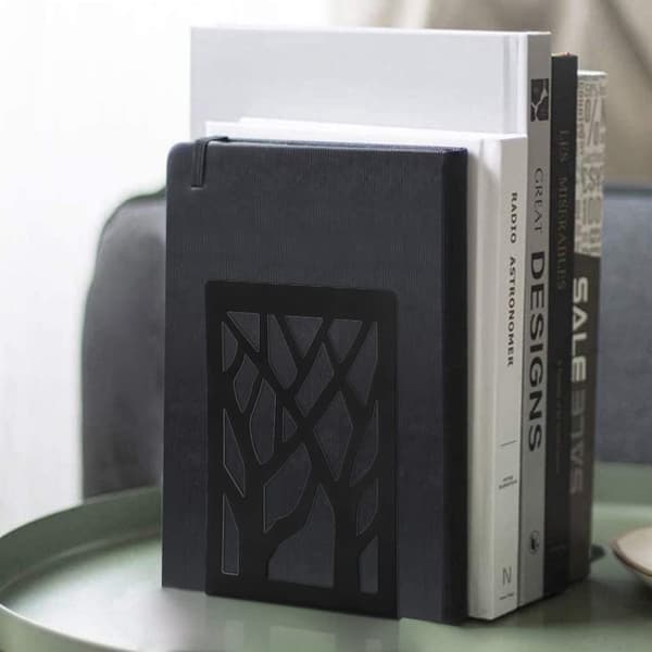 1 par bokstöd, 12 x 9 x 16 cm, svarta bokstöd, bokstöd för hyllor, bokstöd för tunga böcker, bokstöd för kontor/hem