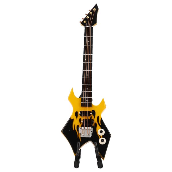 Mini Bass Simulation Klassisk Dekorativt Instrument Samling Miniature Guitar Model til Studie Soveværelse Gul