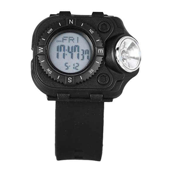 Smart Watch til mænd med LED-lommelygte 30M vandtæt baggrundsbelysning EL lysende dobbelt tidsvisning LED håndledslys ur til udendørs camping vandreture