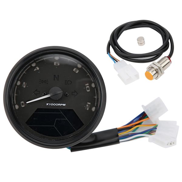 Motorcykel Speedometer LED Multifunktion Digital Indikator Dial Blå Baggrundsbelyst DC 12V