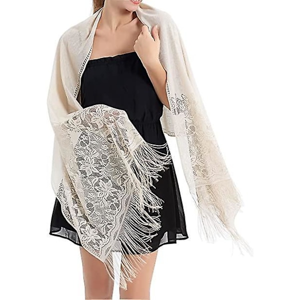 Elegant spets Pashmina för bröllopssjalar för kvinnor