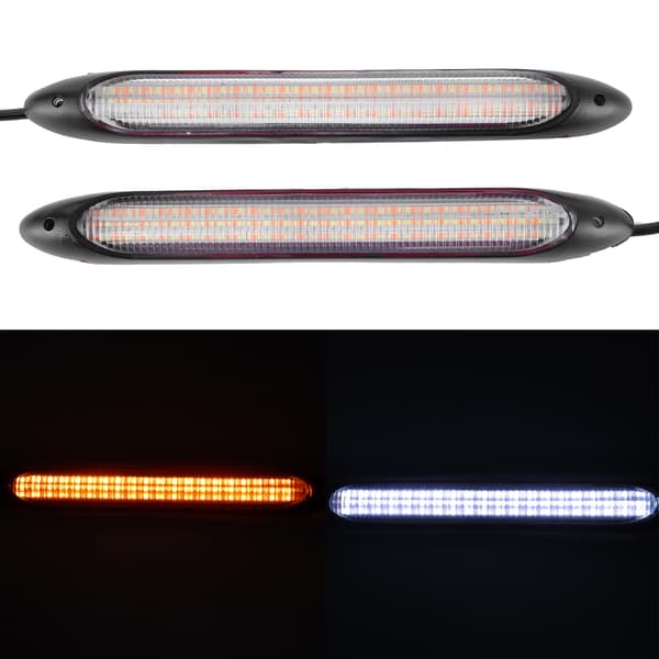 Par med LED kjørelys stripe blinklys hvit gul lysfarge vanntett 23,5 cm / 9,3 tommer