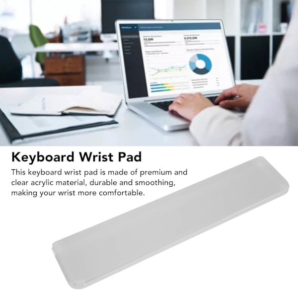 Tastatur håndledsstøtte 0,4 til 0,6 tommer hældning Ergonomisk klar akryl anti-slip tastatur håndledsstøtte til bærbar computer med 87 nøgler