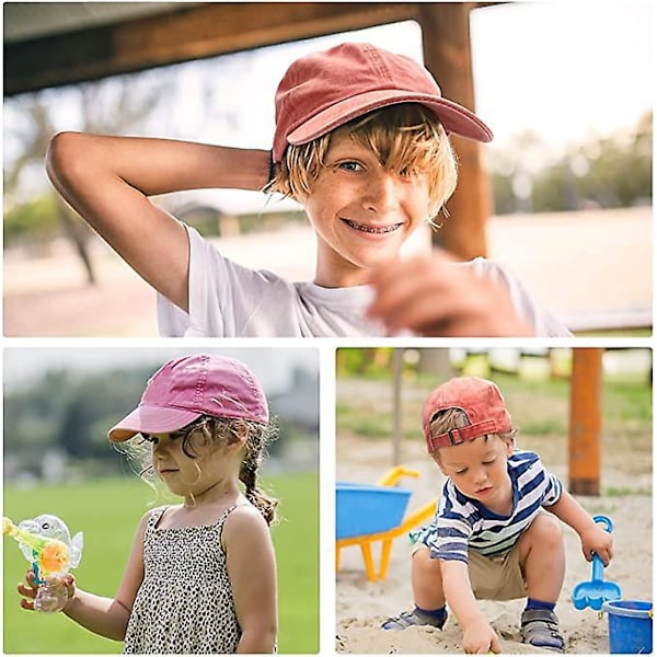 Baseball Cap Dreng Pige Hatte Unisex Justerbar Vasket Bomuld Udendørs Kasket til Hip Hop Flad Hat One Size (54-60cm)