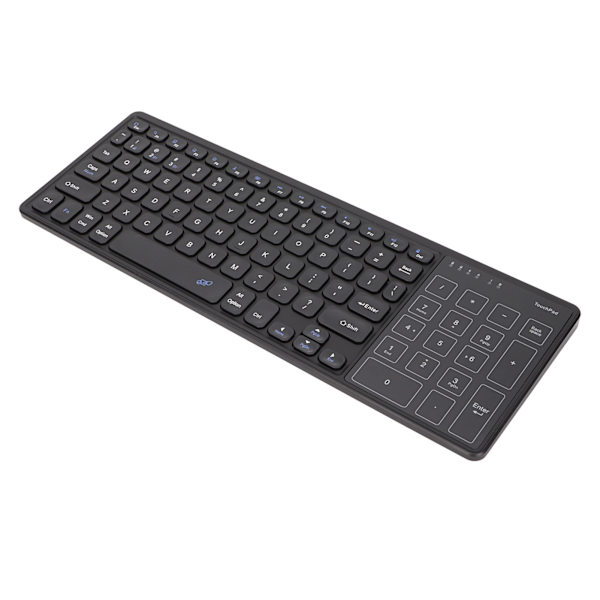 Touchpad Tastatur Numerisk Touchpad 2.4G trådløs USB-mottaker Plug and Play trådløst tastatur med Touchpad Black