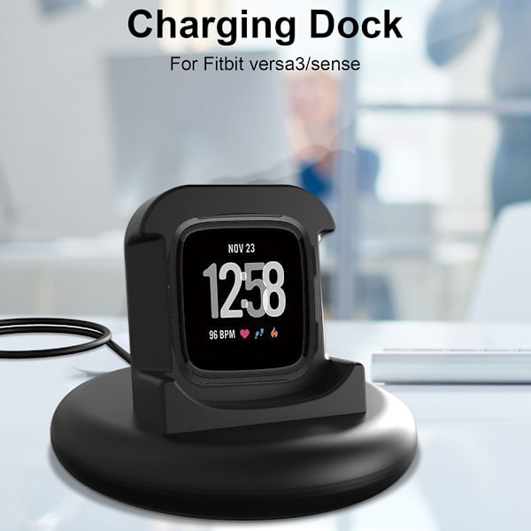 Laddningsdocka kompatibel med Fitbit Versa3 Sense Smart Watch laddningsbasstation bärbar ersättningsladdningsdocka