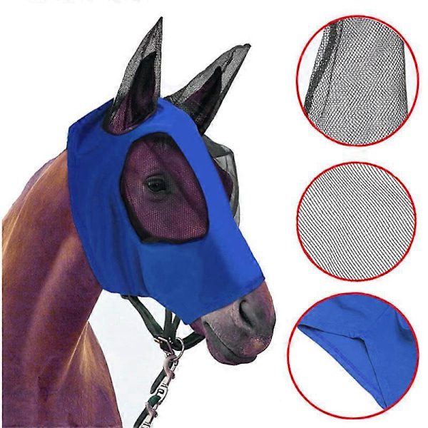 Grå Heste Maske Flue Masker Flue Maske Insektmiddel UV Beskyttelse Med Ører