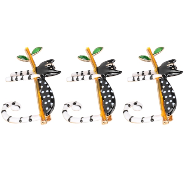 3 stk. broche nåle håndlavede retro mode legering katteformet DIY bryllupsbuket sæt sort