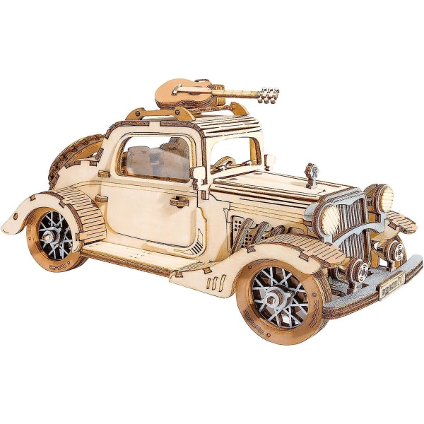 Vintage Bubble Car 3D Laser-Cut Wood Puzzle Building Kit for voksne