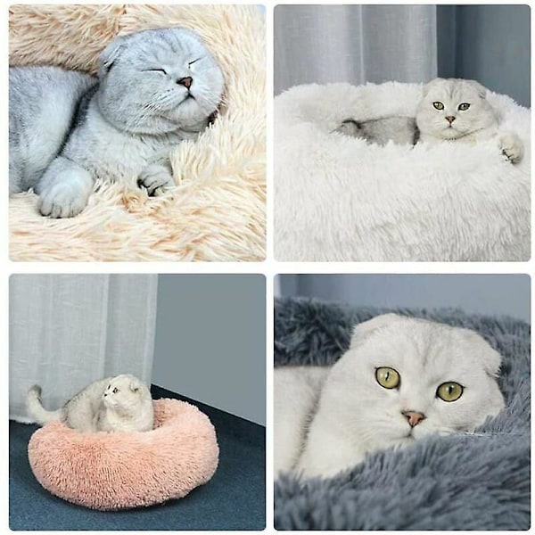Rund Mjuk Fleece Djurbädd Filt Sovande Kattsäng Rosa Valpbädd - 50cm