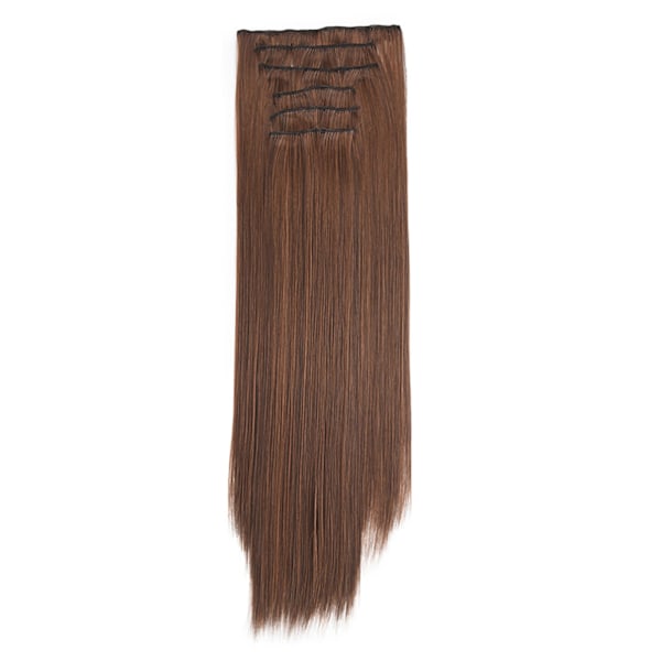 6 stk Clip in Hair Extensions Lang Straight Wig Piece for Daily Use Matte Høy Temperatur Silke 4.2M30#