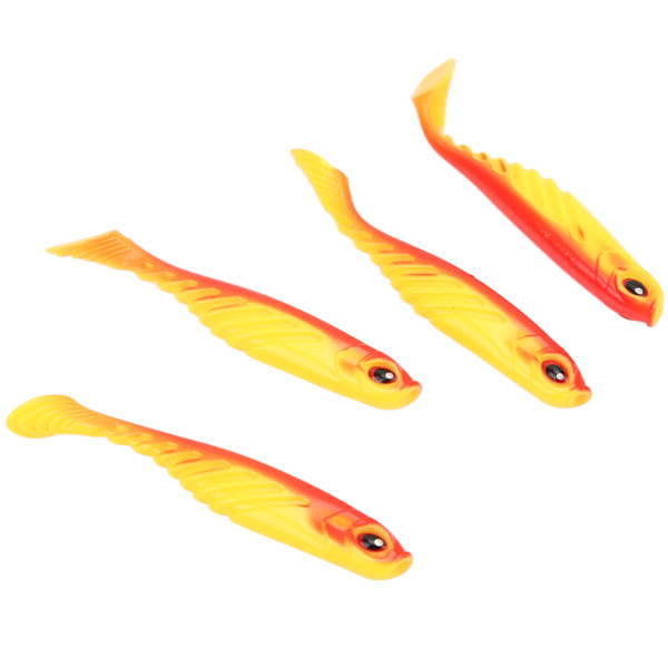 4PCS AR48 75mm/3.2g T-svans mjukt bete Dubbla färger Konstgjorda fiskedrag Wobblers Red Back