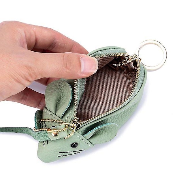 Vihreä Lehmännahkainen Vetoketjullinen Lompakko Naisille Pehmeä Hiirennahka Design