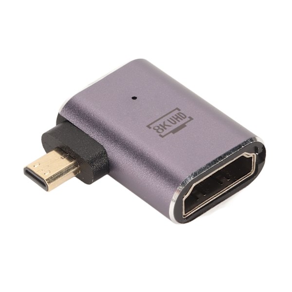 Venstrevinklet HD-hun til Micro HD-adapter med LED-lys 48 Gbps understøttelse 8K-opløsning Plug and Play HD til Micro HD-konverter