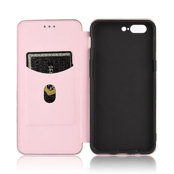 För Oneplus 5 Kolfiber Läderfodral-B6 Rosa