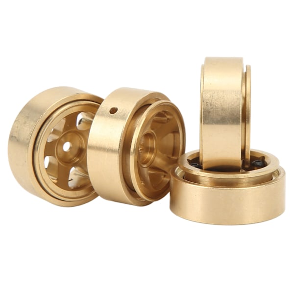 4 st RC Beadlock fälgnav utan lim i mässing RC biluppgraderingsdelar för FMS FCX24 1/18 1/24 klätterbil guld