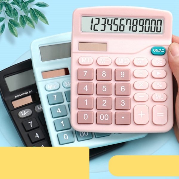 Desktop Calculator Standard 12-siffer Solar og Batteri Dual Power Student Calculator for Office School Home Business Black