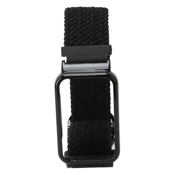 Flätat Loop Armband för Mi Band 7 Pro Justerbart Elastiskt Nylon Loop Armband med Skyddsram Svart Bandfodral